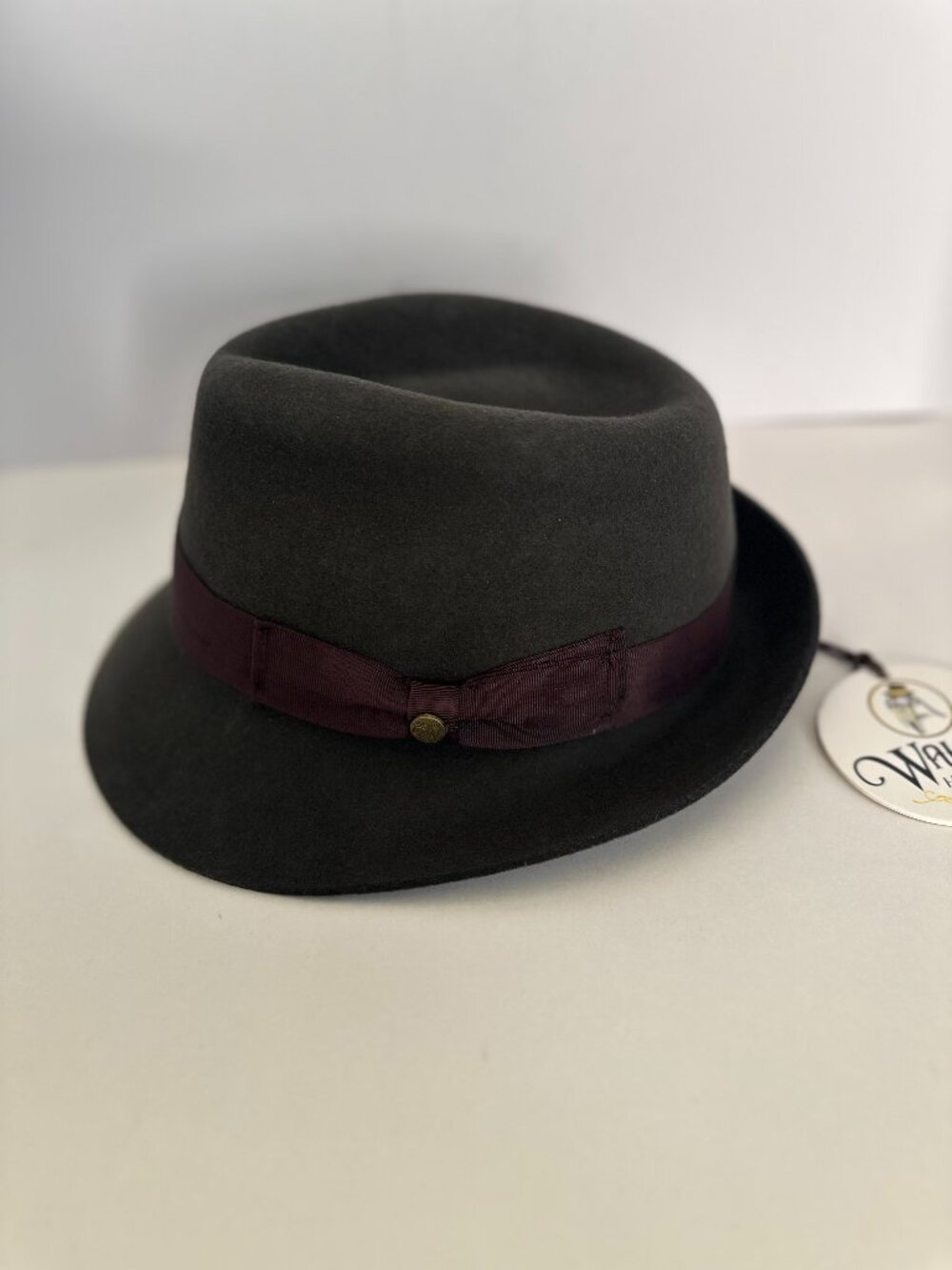 Walrus Fedora Wool Brown with Brown Trim Brim Size Small